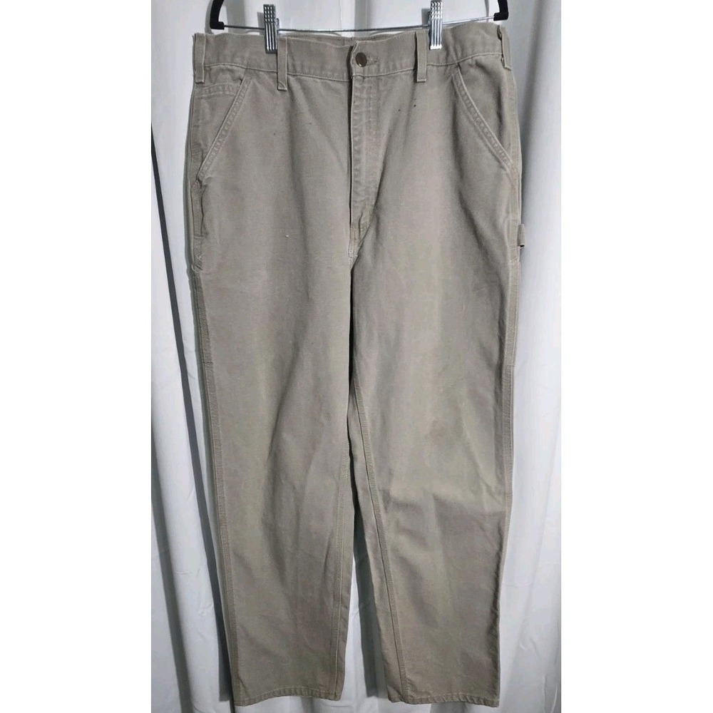 Carhartt Mens Carpenter Pants Dungaree 36x30‎ tan Work Grunge Flawed